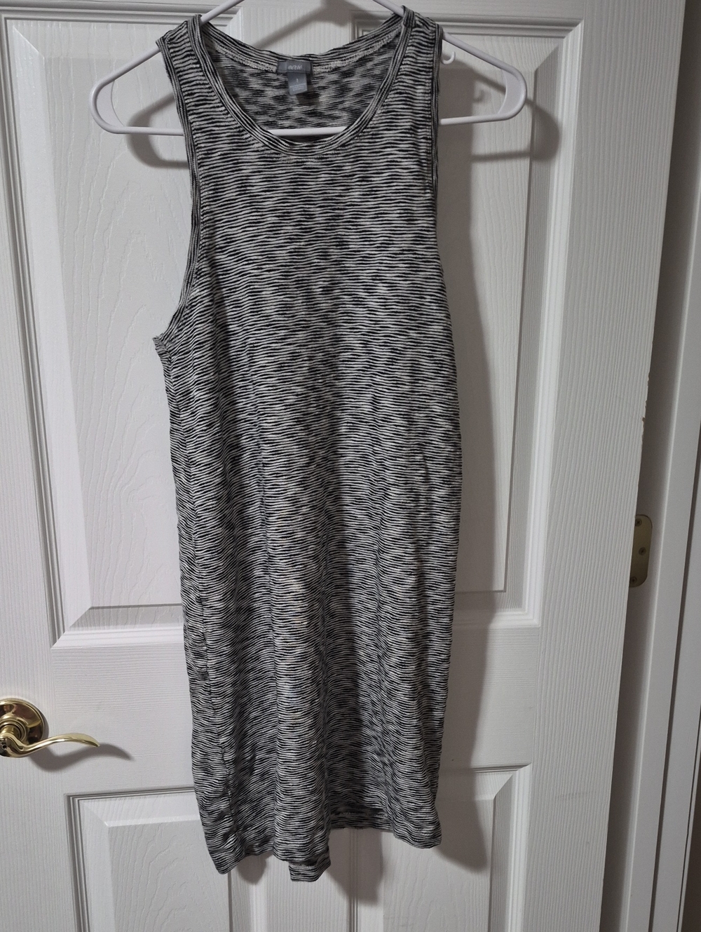 aerie Black & White Space-Dye Sleeveless Mini Dress